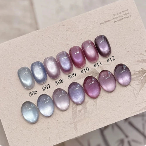 1-12pcs TC Popular Purple Cat Eye Nail Polish Gel Set UV Gel Soak Off Nail Magnetic Gel Polish Nail Art DlY For Salon At Home