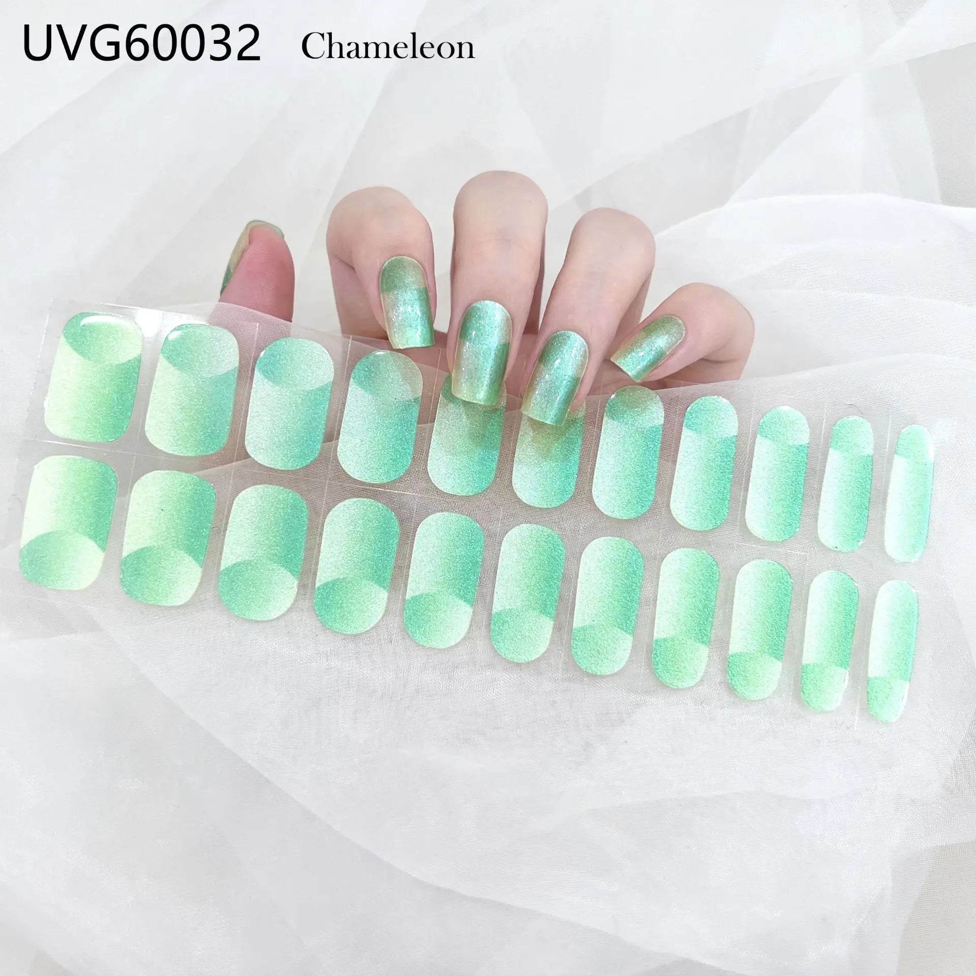 22tips Semi Cured Gel Design Aurora Nail Decoration Nail Polish Glitter Nail Sticker UV Lamp Nail Decal Waterproof Nail Stickers