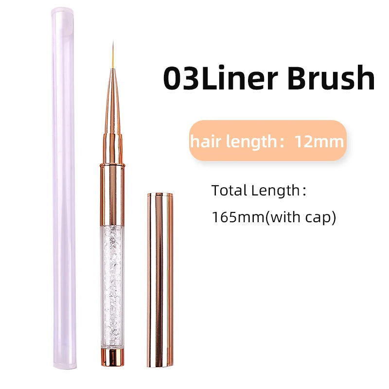 Nail Art Brush Set Rose Gold Acrylic Crushed Design Diamond Rod UV Gel Polish Crystal Acrylic Nail Drawing Tools For manicure