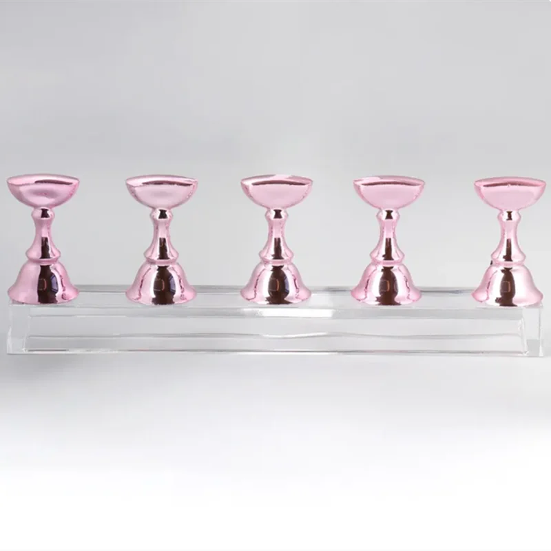 5Pcs Chess Borad Magnetic Nail Tips Practice Display Stand Set Acrylic Nail Art Holder UV Gel Polish Showing Shelf for Manicure