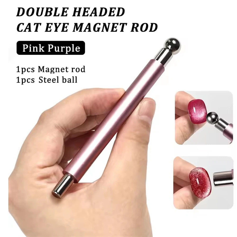 Cat Eye Magnetic Ball With Nail Magnetic Stick Tool Set Double-head Strong Magnet Pen 3D Cat Eye Gel Polish Nail Supplies