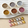 6pc Gold Metallic Mirror Glitter Nail Art Dust Rose Gold Silver Powder UV Gel Polish Chrome Rubbing Pigment Flake Manicure Decor