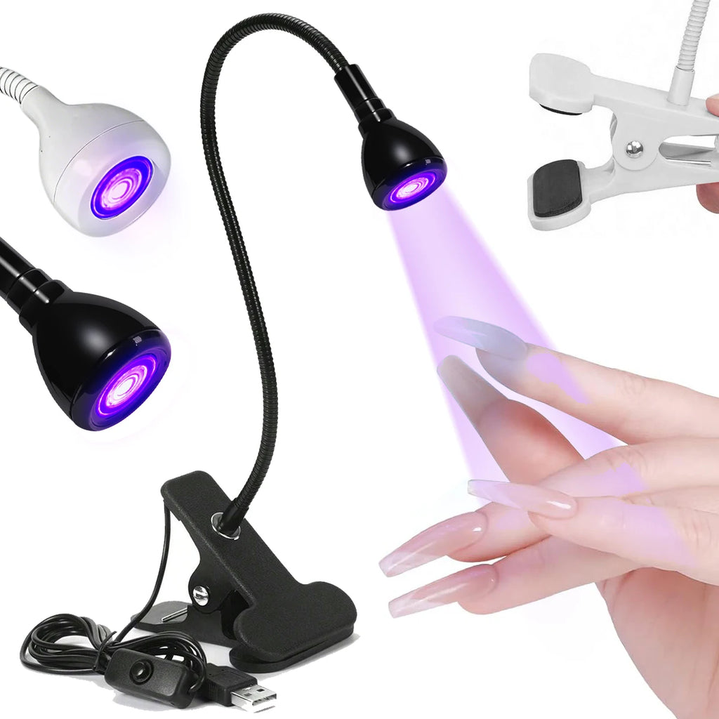 LULAA LED Nail Dryer for Gel Nails Mini Led Nail Polish Light with Gooseneck, Portable Clamp UV Light Lamp for Nail Salon