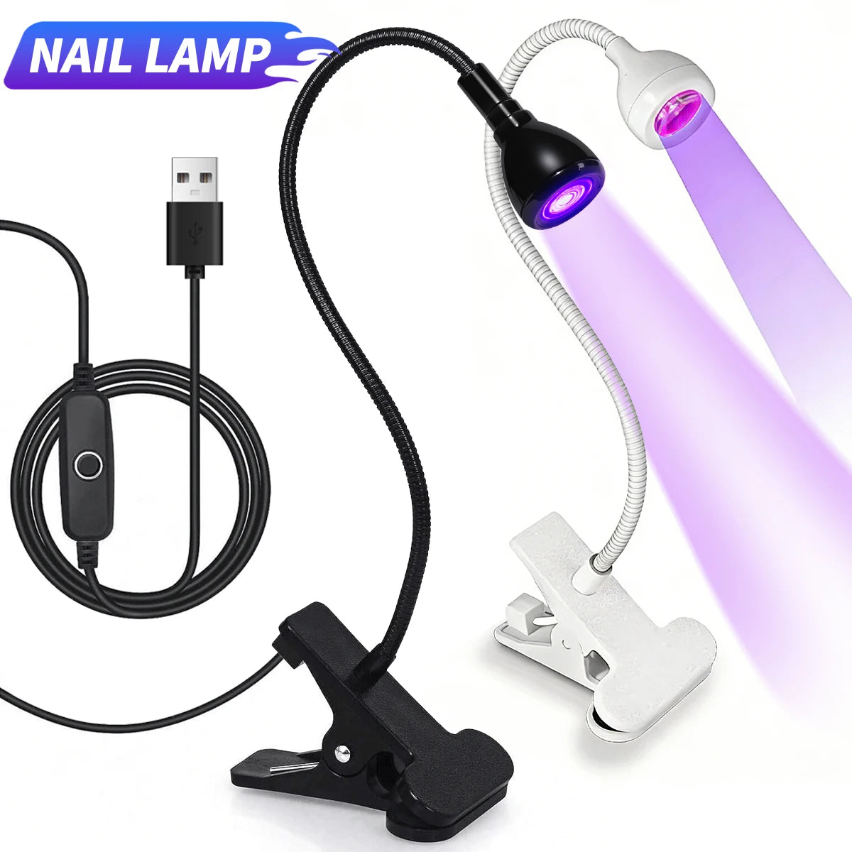 LULAA LED Nail Dryer for Gel Nails Mini Led Nail Polish Light with Gooseneck, Portable Clamp UV Light Lamp for Nail Salon